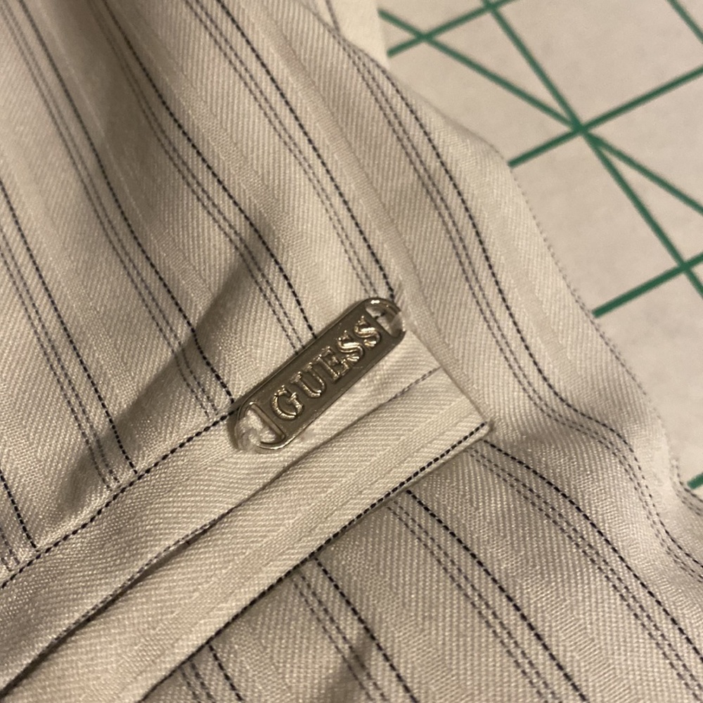 White Stripped Guess Vest Button Up - image 3